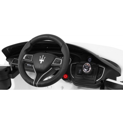 Maserati Ghibli na batériu pre deti Biely + Ovládač + Pomalý štart + EVA + MP3 USB + LED