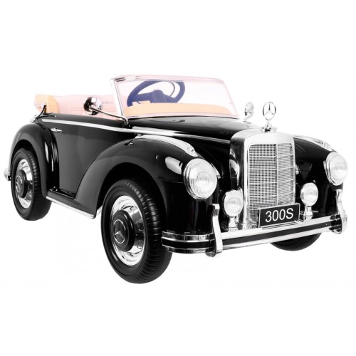 Mercedes Benz 300S Retro pre deti Lakovaný Čierny + Ovládač + EVA + Pomalý štart + LED MP3