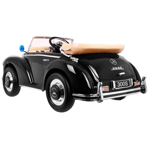 Mercedes Benz 300S Retro pre deti Lakovaný Čierny + Ovládač + EVA + Pomalý štart + LED MP3