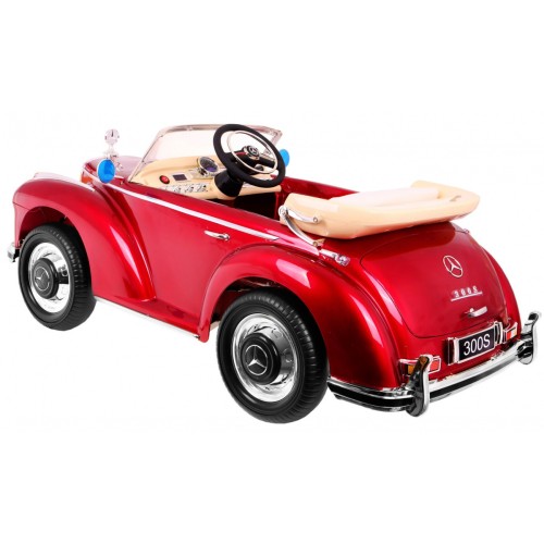 Mercedes Benz 300S Retro pre deti Lakovaný Červený + Ovládač + EVA + Pomalý štart + LED MP3
