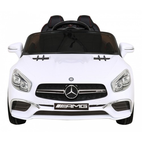 Mercedes Benz AMG SL65 S elektrický pre deti Biely + Diaľkové ovládanie + Audio LED + Ekokoža + EVA + Pomalý štart