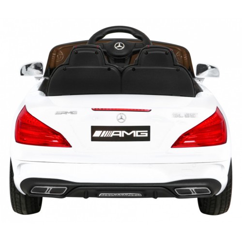 Mercedes Benz AMG SL65 S elektrický pre deti Biely + Diaľkové ovládanie + Audio LED + Ekokoža + EVA + Pomalý štart