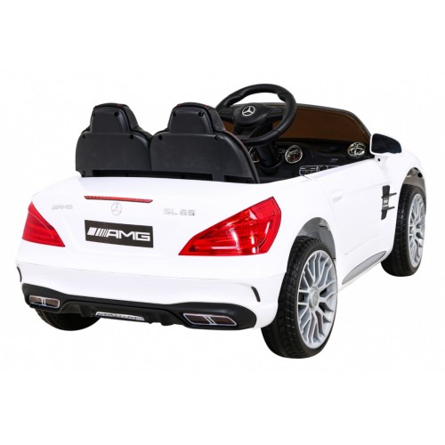 Mercedes Benz AMG SL65 S elektrický pre deti Biely + Diaľkové ovládanie + Audio LED + Ekokoža + EVA + Pomalý štart
