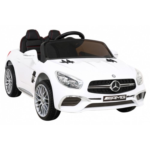 Mercedes Benz AMG SL65 S elektrický pre deti Biely + Diaľkové ovládanie + Audio LED + Ekokoža + EVA + Pomalý štart