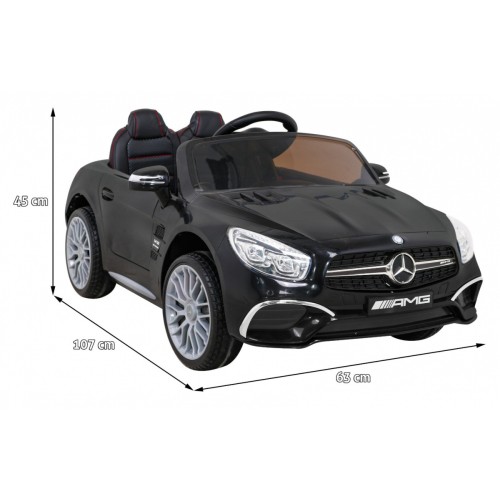 Mercedes Benz AMG SL65 S elektrický pre deti Čierny + Diaľkové ovládanie + Audio LED + Ekokoža + EVA + Pomalý štart