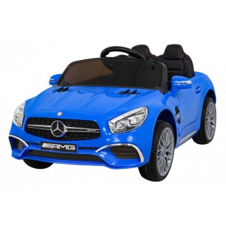 Mercedes Benz AMG SL65 S elektrický pre deti Modrý + Diaľkové ovládanie + Audio LED + Ekokoža + EVA + Pomalý štart