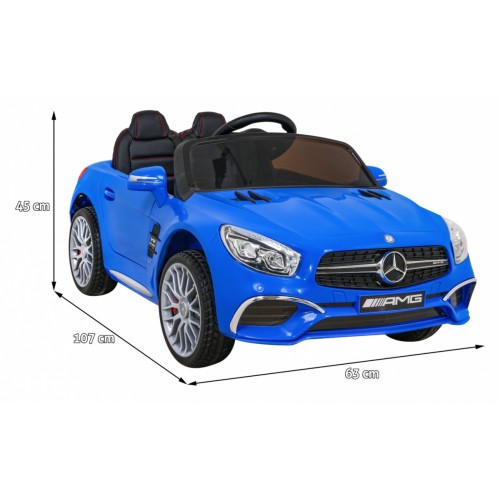 Mercedes Benz AMG SL65 S elektrický pre deti Modrý + Diaľkové ovládanie + Audio LED + Ekokoža + EVA + Pomalý štart