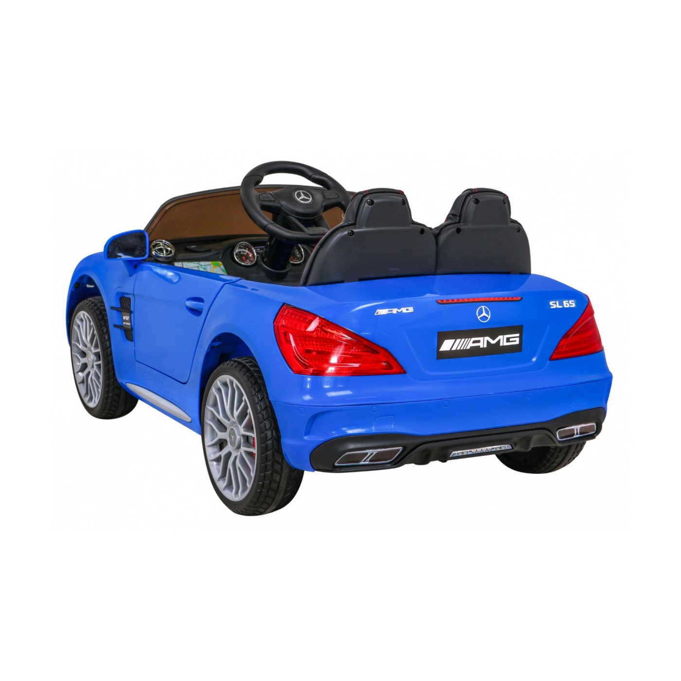 Mercedes Benz AMG SL65 S elektrický pre deti Modrý + Diaľkové ovládanie + Audio LED + Ekokoža + EVA + Pomalý štart