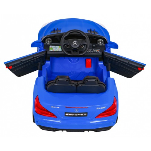 Mercedes Benz AMG SL65 S elektrický pre deti Modrý + Diaľkové ovládanie + Audio LED + Ekokoža + EVA + Pomalý štart