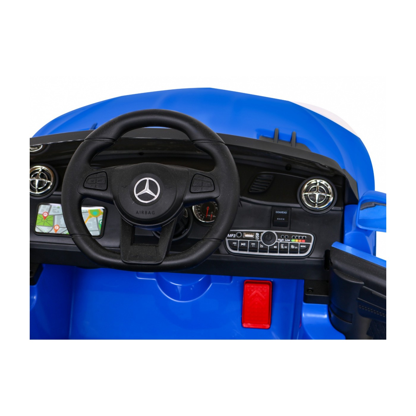 Mercedes Benz AMG SL65 S elektrický pre deti Modrý + Diaľkové ovládanie + Audio LED + Ekokoža + EVA + Pomalý štart