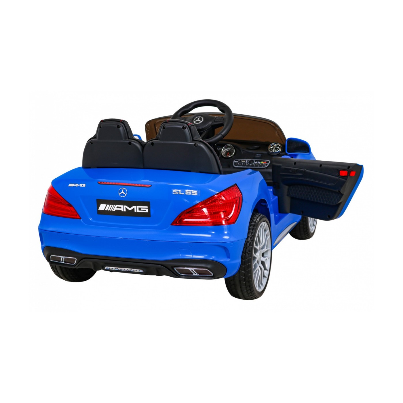 Mercedes Benz AMG SL65 S elektrický pre deti Modrý + Diaľkové ovládanie + Audio LED + Ekokoža + EVA + Pomalý štart