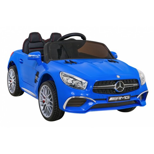 Mercedes Benz AMG SL65 S elektrický pre deti Modrý + Diaľkové ovládanie + Audio LED + Ekokoža + EVA + Pomalý štart