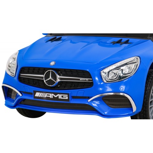 Mercedes Benz AMG SL65 S elektrický pre deti Modrý + Diaľkové ovládanie + Audio LED + Ekokoža + EVA + Pomalý štart