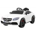 Mercedes Benz C63 AMG pre deti Biely + Diaľkové ovládanie + 5-bodové pásy + EVA + Batožinový priestor + MP3 LED
