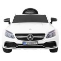 Mercedes Benz C63 AMG pre deti Biely + Diaľkové ovládanie + 5-bodové pásy + EVA + Batožinový priestor + MP3 LED
