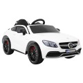Mercedes Benz C63 AMG pre deti Biely + Diaľkové ovládanie + 5-bodové pásy + EVA + Batožinový priestor + MP3 LED