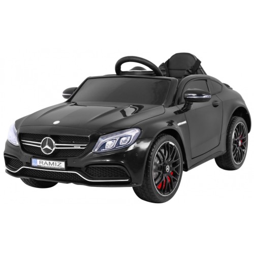 Mercedes Benz C63 AMG pre deti Čierny + Diaľkové ovládanie + 5-bodové pásy + EVA + Batožinový priestor + MP3 LED