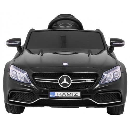 Mercedes Benz C63 AMG pre deti Čierny + Diaľkové ovládanie + 5-bodové pásy + EVA + Batožinový priestor + MP3 LED