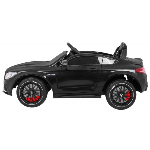 Mercedes Benz C63 AMG pre deti Čierny + Diaľkové ovládanie + 5-bodové pásy + EVA + Batožinový priestor + MP3 LED