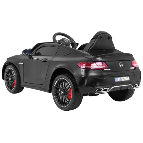 Mercedes Benz C63 AMG pre deti Čierny + Diaľkové ovládanie + 5-bodové pásy + EVA + Batožinový priestor + MP3 LED