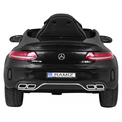 Mercedes Benz C63 AMG pre deti Čierny + Diaľkové ovládanie + 5-bodové pásy + EVA + Batožinový priestor + MP3 LED