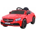 Mercedes Benz C63 AMG pre deti Červený + Diaľkové ovládanie + 5-bodové pásy + EVA + Batožinový priestor + MP3 LED