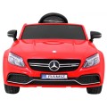 Mercedes Benz C63 AMG pre deti Červený + Diaľkové ovládanie + 5-bodové pásy + EVA + Batožinový priestor + MP3 LED