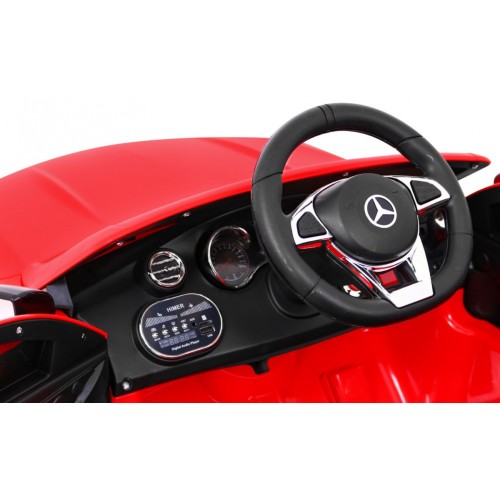 Mercedes Benz C63 AMG pre deti Červený + Diaľkové ovládanie + 5-bodové pásy + EVA + Batožinový priestor + MP3 LED