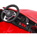 Mercedes Benz C63 AMG pre deti Červený + Diaľkové ovládanie + 5-bodové pásy + EVA + Batožinový priestor + MP3 LED