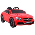 Mercedes Benz C63 AMG pre deti Červený + Diaľkové ovládanie + 5-bodové pásy + EVA + Batožinový priestor + MP3 LED