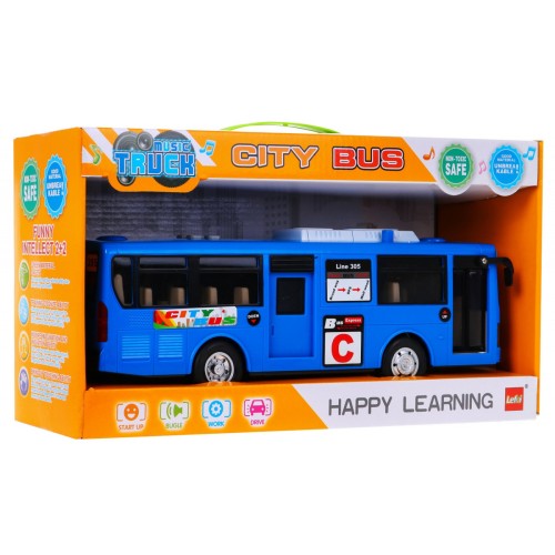 Interaktívny Školský autobus pre deti 3+ modrý + Otváracie dvere + Zvuky Svetlá