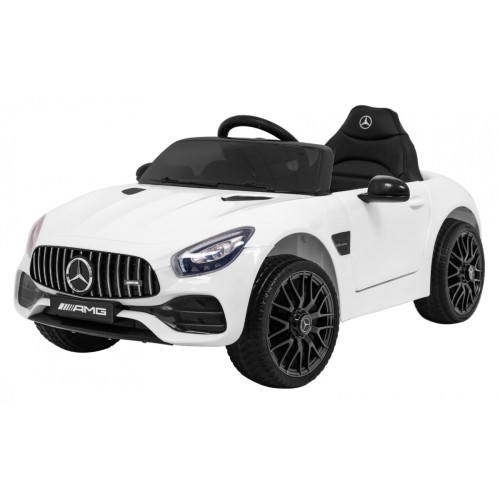 Mercedes Benz GT na batériu pre deti Biely + Diaľkové ovládanie + Pomalý štart + MP3 LED