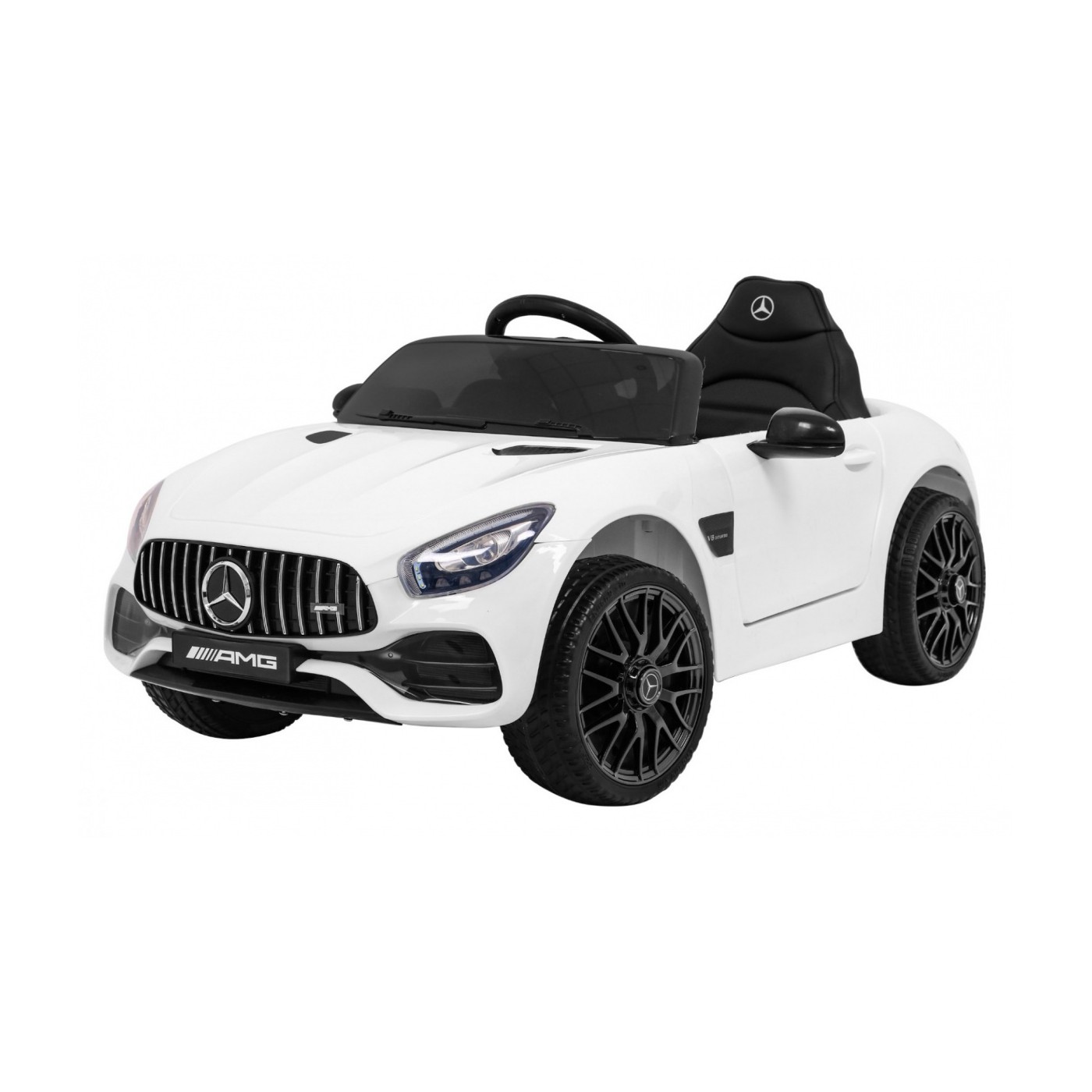 Mercedes Benz GT na batériu pre deti Biely + Diaľkové ovládanie + Pomalý štart + MP3 LED