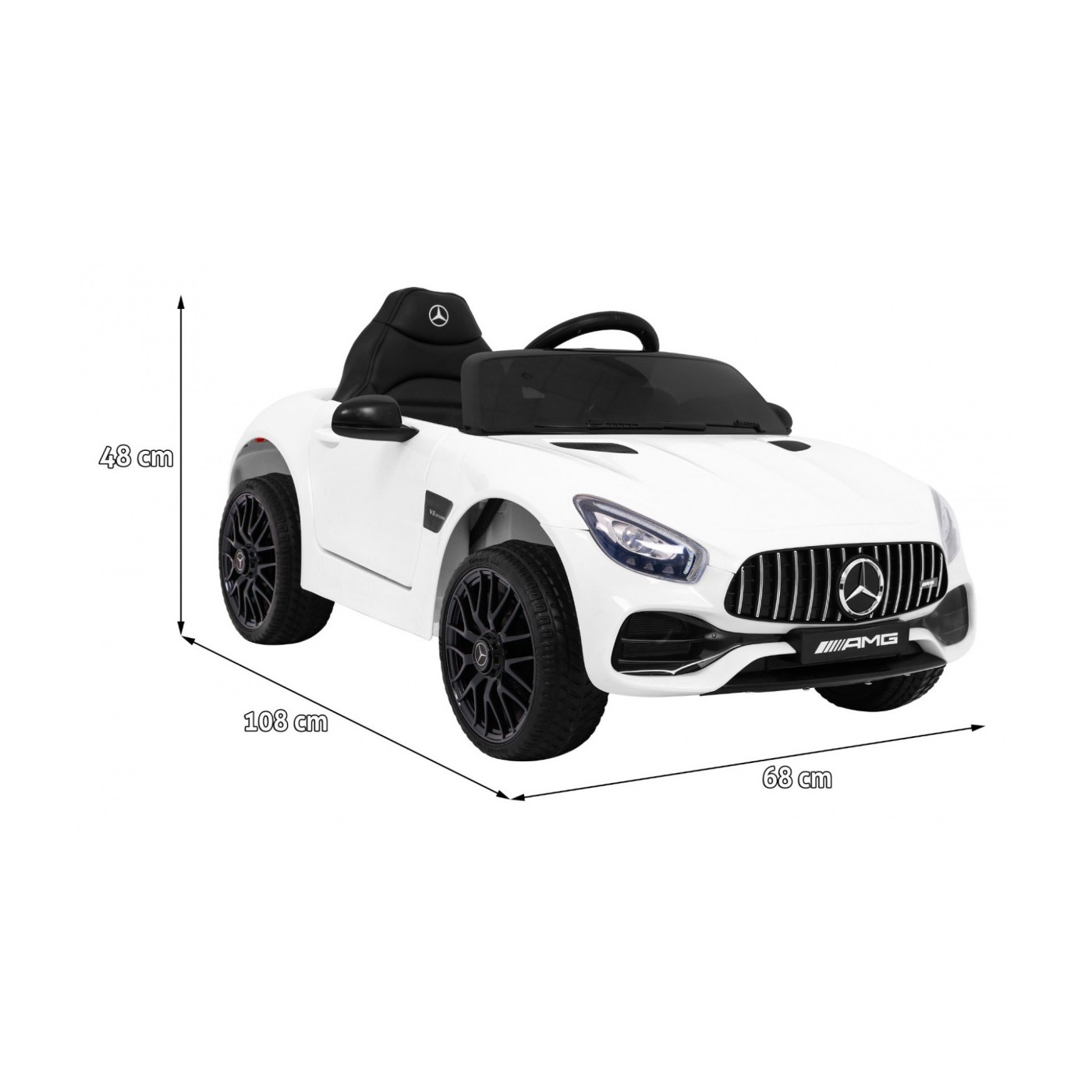 Mercedes Benz GT na batériu pre deti Biely + Diaľkové ovládanie + Pomalý štart + MP3 LED