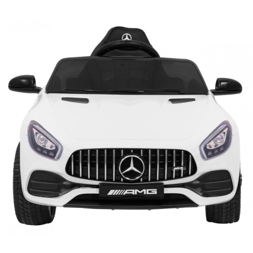 Mercedes Benz GT na batériu pre deti Biely + Diaľkové ovládanie + Pomalý štart + MP3 LED