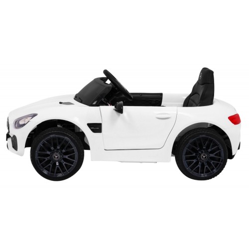 Mercedes Benz GT na batériu pre deti Biely + Diaľkové ovládanie + Pomalý štart + MP3 LED