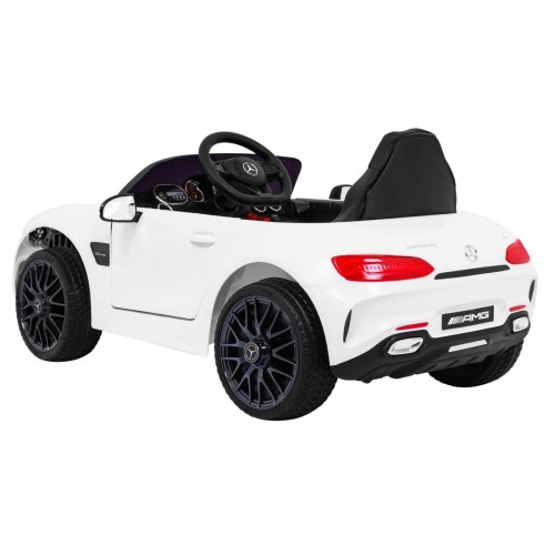 Mercedes Benz GT na batériu pre deti Biely + Diaľkové ovládanie + Pomalý štart + MP3 LED