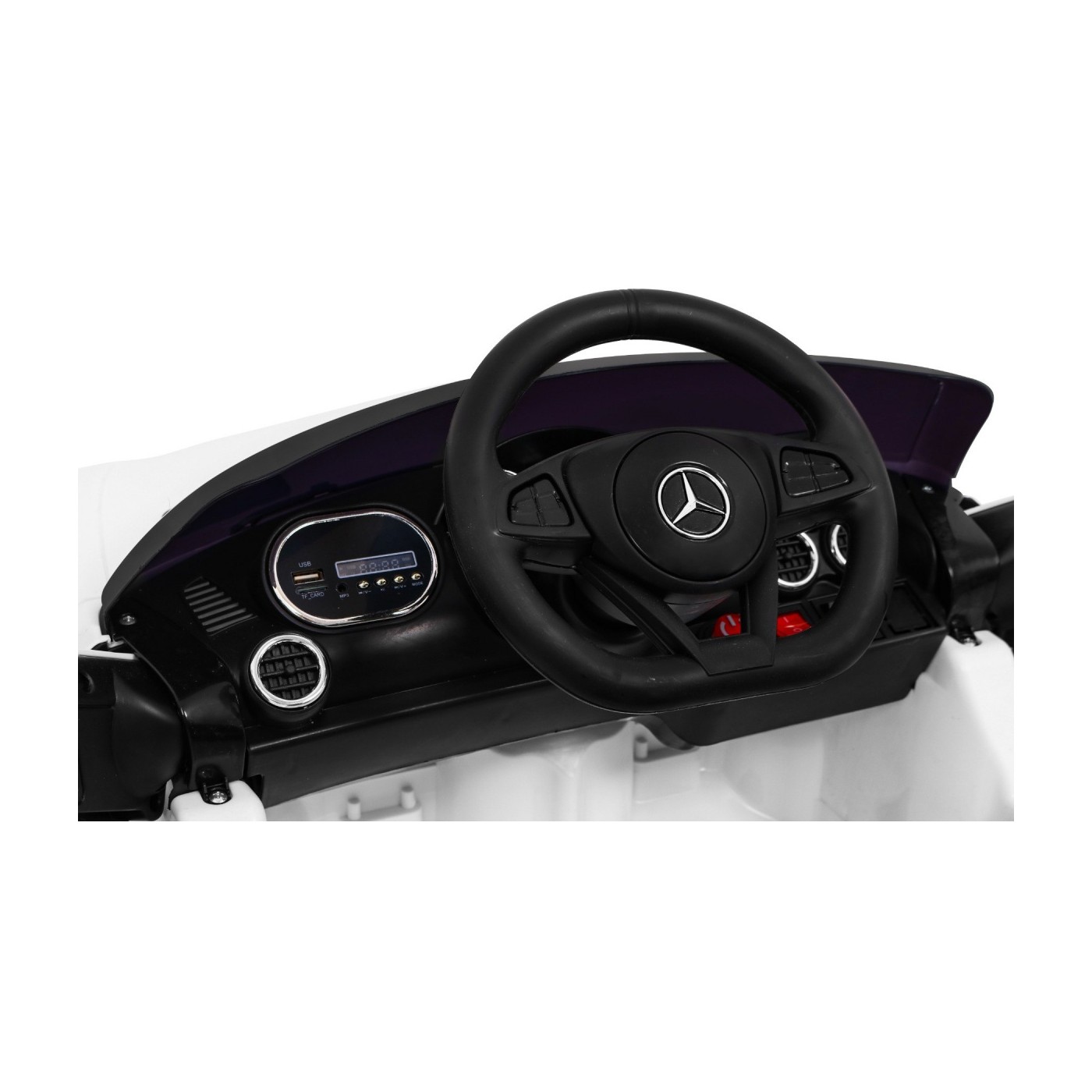 Mercedes Benz GT na batériu pre deti Biely + Diaľkové ovládanie + Pomalý štart + MP3 LED
