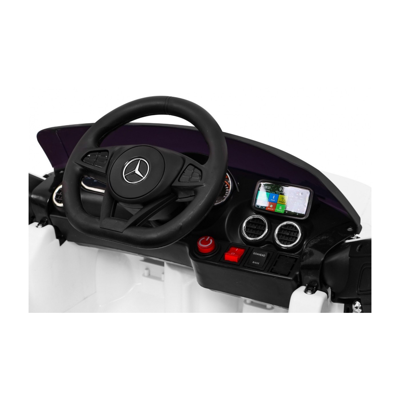 Mercedes Benz GT na batériu pre deti Biely + Diaľkové ovládanie + Pomalý štart + MP3 LED