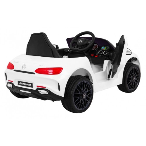 Mercedes Benz GT na batériu pre deti Biely + Diaľkové ovládanie + Pomalý štart + MP3 LED