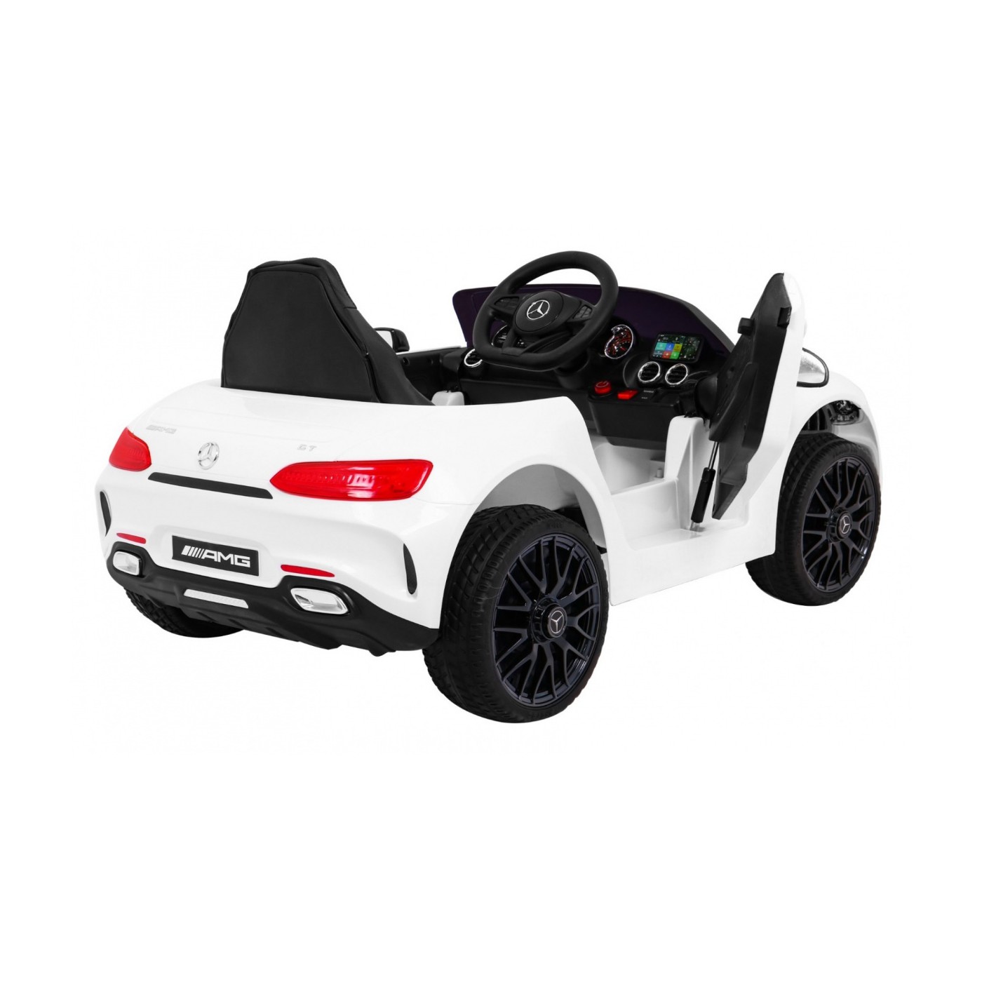 Mercedes Benz GT na batériu pre deti Biely + Diaľkové ovládanie + Pomalý štart + MP3 LED