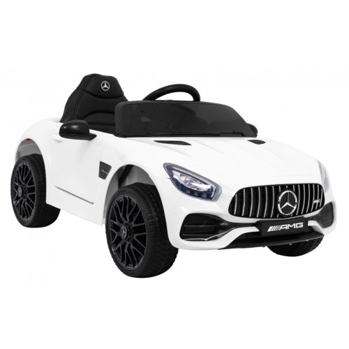 Mercedes Benz GT na batériu pre deti Biely + Diaľkové ovládanie + Pomalý štart + MP3 LED