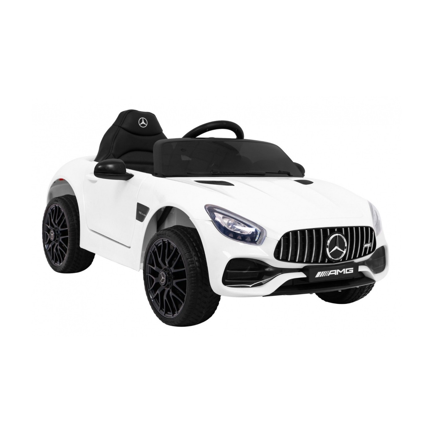 Mercedes Benz GT na batériu pre deti Biely + Diaľkové ovládanie + Pomalý štart + MP3 LED