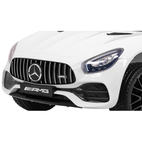 Mercedes Benz GT na batériu pre deti Biely + Diaľkové ovládanie + Pomalý štart + MP3 LED