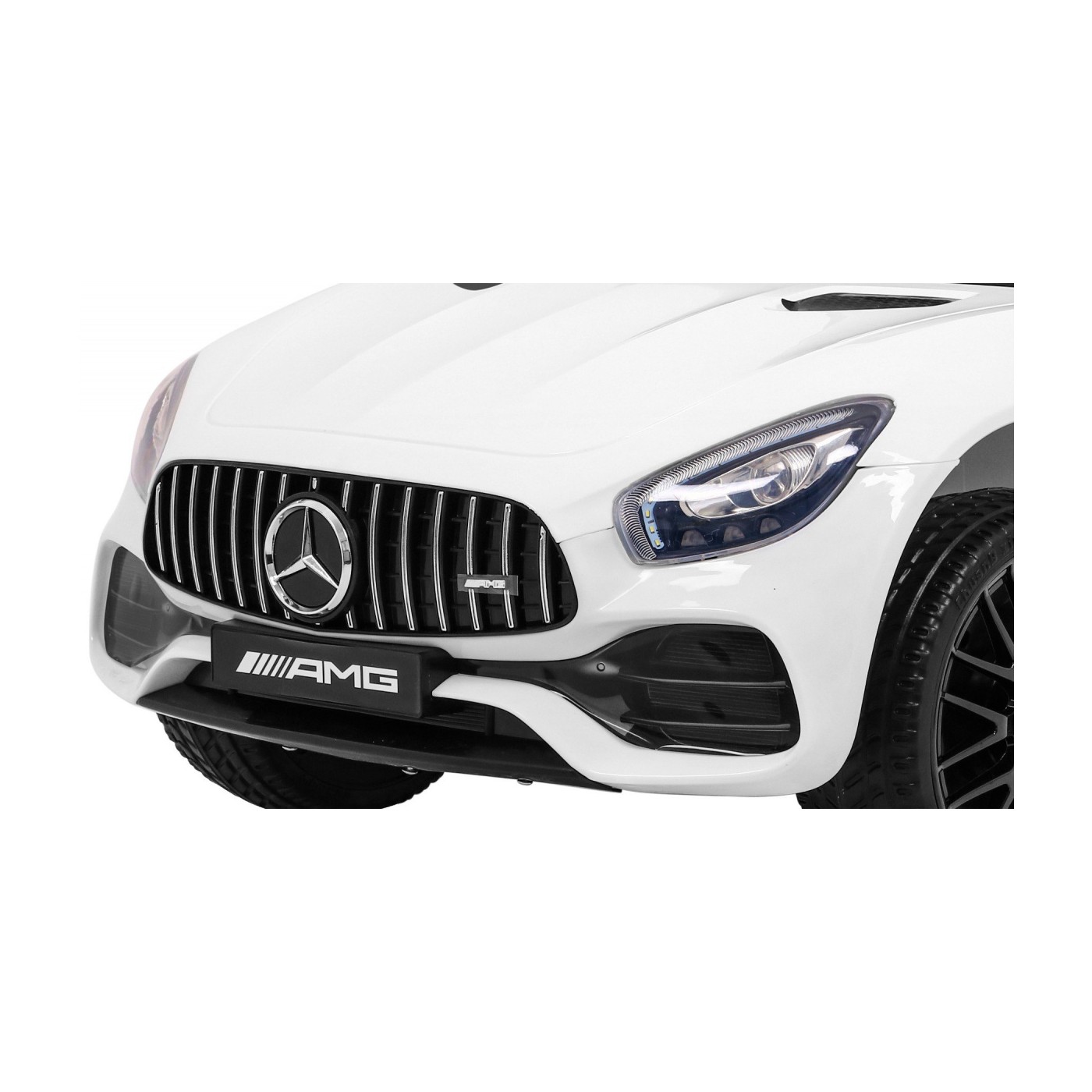 Mercedes Benz GT na batériu pre deti Biely + Diaľkové ovládanie + Pomalý štart + MP3 LED