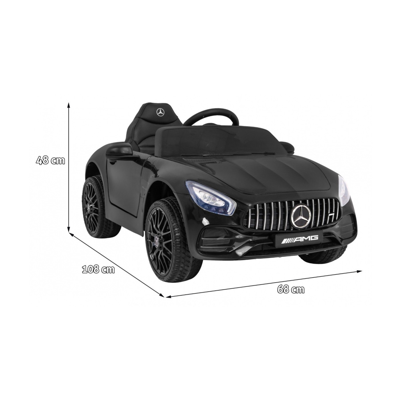 Mercedes Benz GT na batériu pre deti Čierny + Diaľkové ovládanie + Pomalý štart + MP3 LED