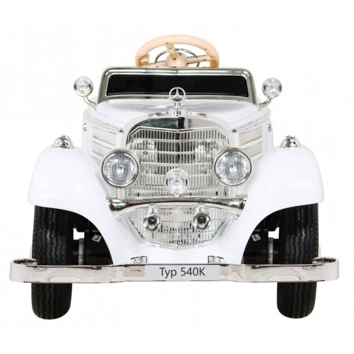 Mercedes Benz Retro 540A pre deti Biely + Režim "Rodič" + Diaľkové ovládanie + Audio panel + LED