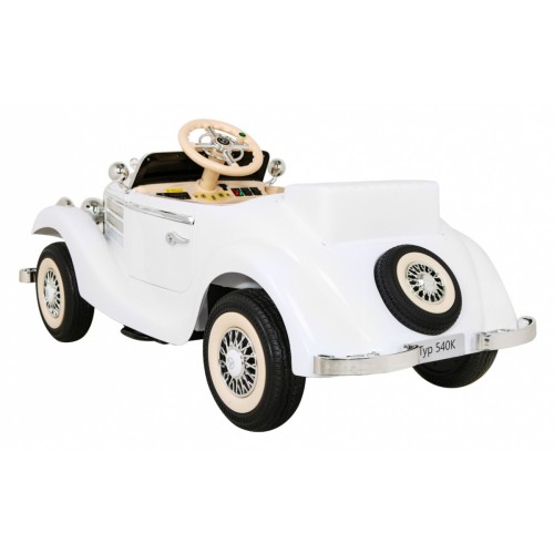 Mercedes Benz Retro 540A pre deti Biely + Režim "Rodič" + Diaľkové ovládanie + Audio panel + LED