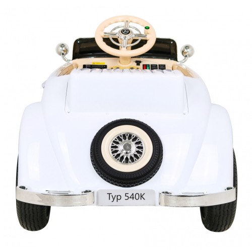 Mercedes Benz Retro 540A pre deti Biely + Režim "Rodič" + Diaľkové ovládanie + Audio panel + LED