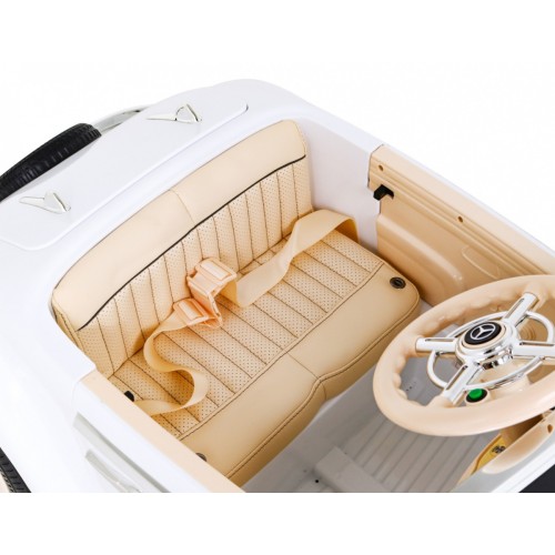 Mercedes Benz Retro 540A pre deti Biely + Režim "Rodič" + Diaľkové ovládanie + Audio panel + LED